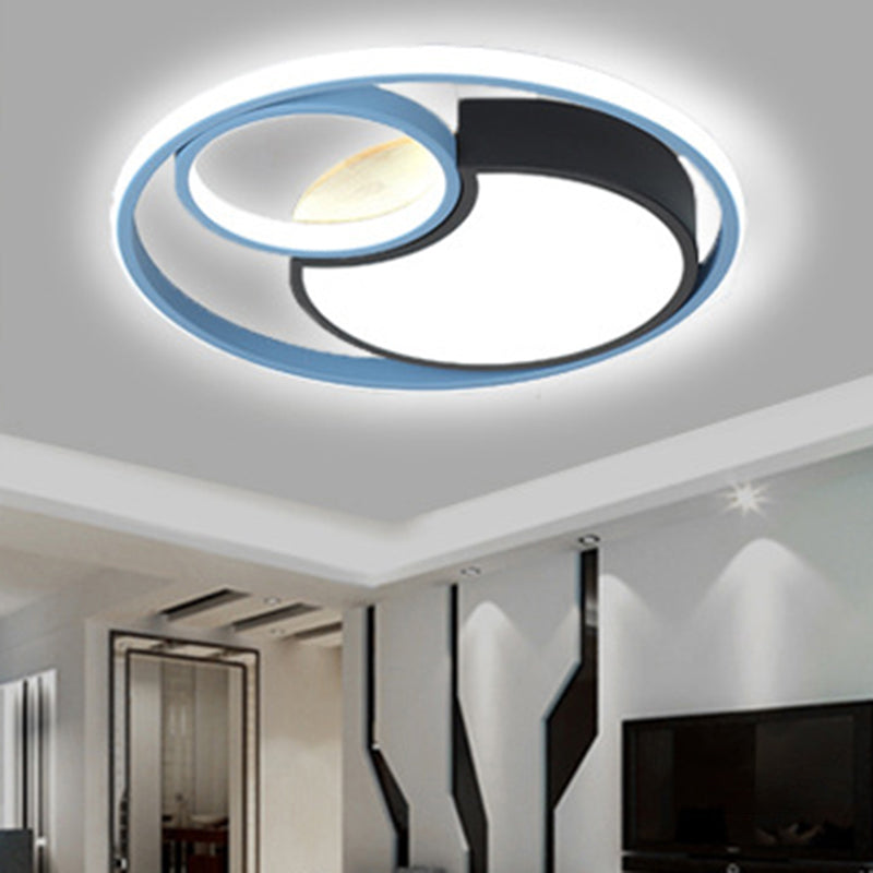 Blue Circle Flush Mounted Ceiling Light Contemporary LED Acrylic Close To Ceiling Lighting