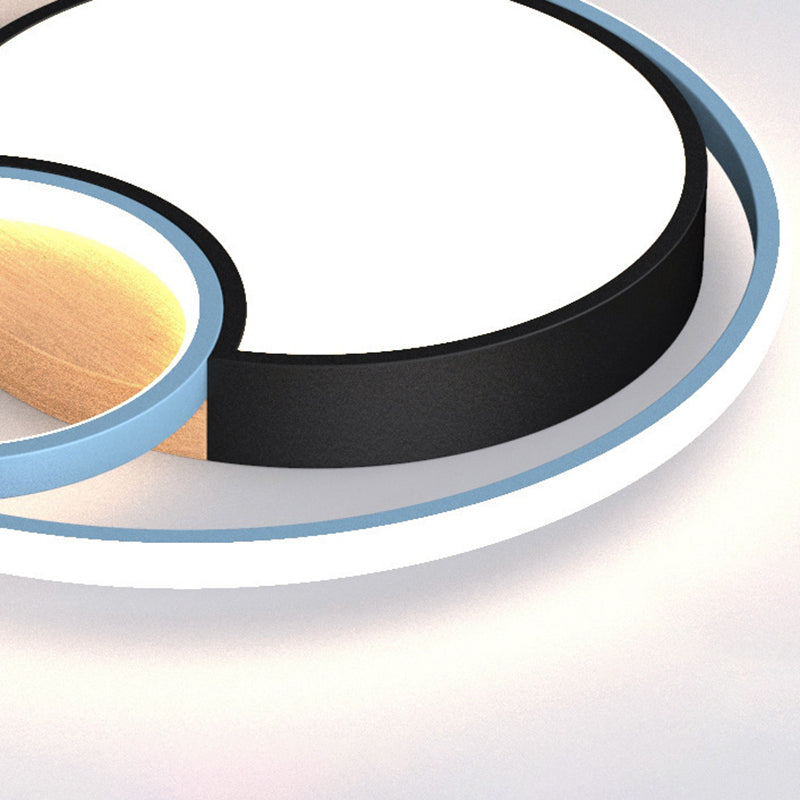 Blue Circle Flush Mounted Ceiling Light Contemporary LED Acrylic Close To Ceiling Lighting