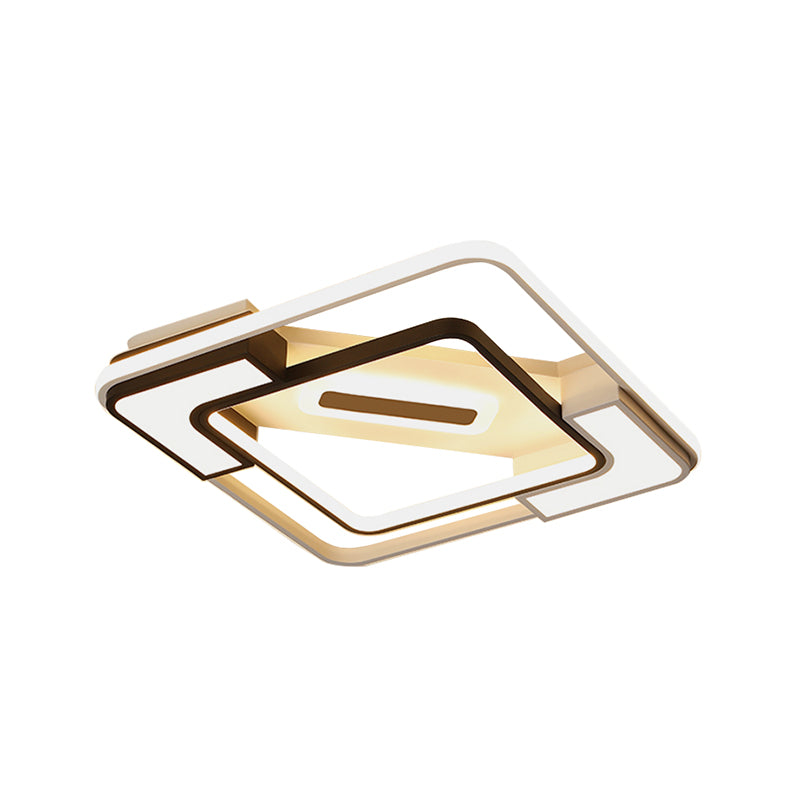 Led gerahmte Unterputzleuchte mit Diffusor Modern Metall Innenraumdecke Flush Licht in Schwarz und Weiß, 16 "/19.5" /35.5 " W