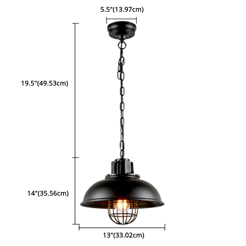 Luce a sospensione a soffitto nero Industrial Metal Cage ombreggiata per il ciondolo commerciale a sospensione