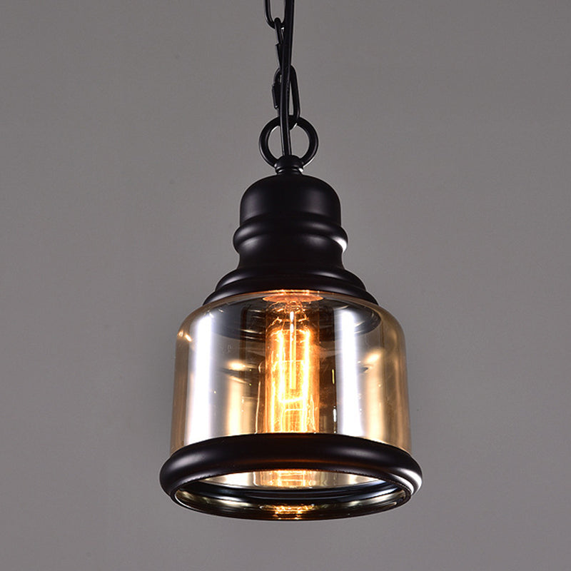 Black Shaded Pendant Lighting Fixture Minimalist Style Glass Hanging Ceiling Light