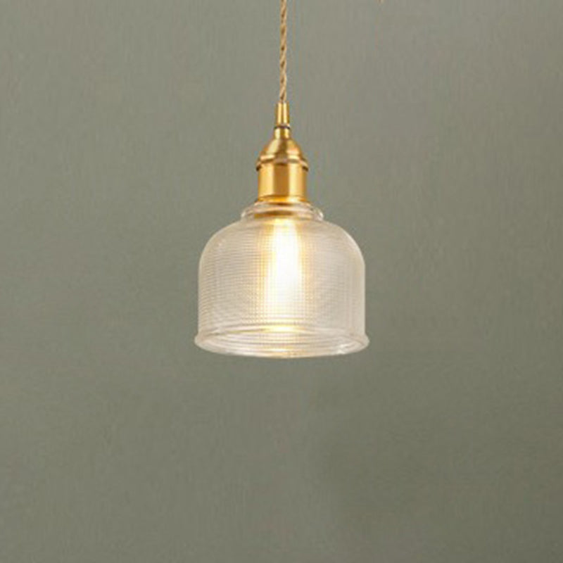 Glass Dome Hanging Ceiling Light Contemporary Style Gold Suspension Pendant for Bedroom