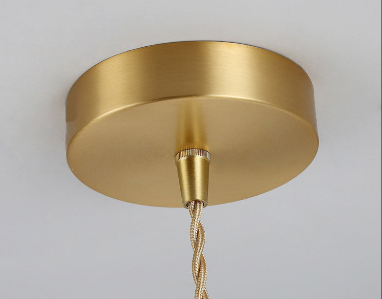 Glass Dome Hanging Ceiling Light Contemporary Style Gold Suspension Pendant for Bedroom