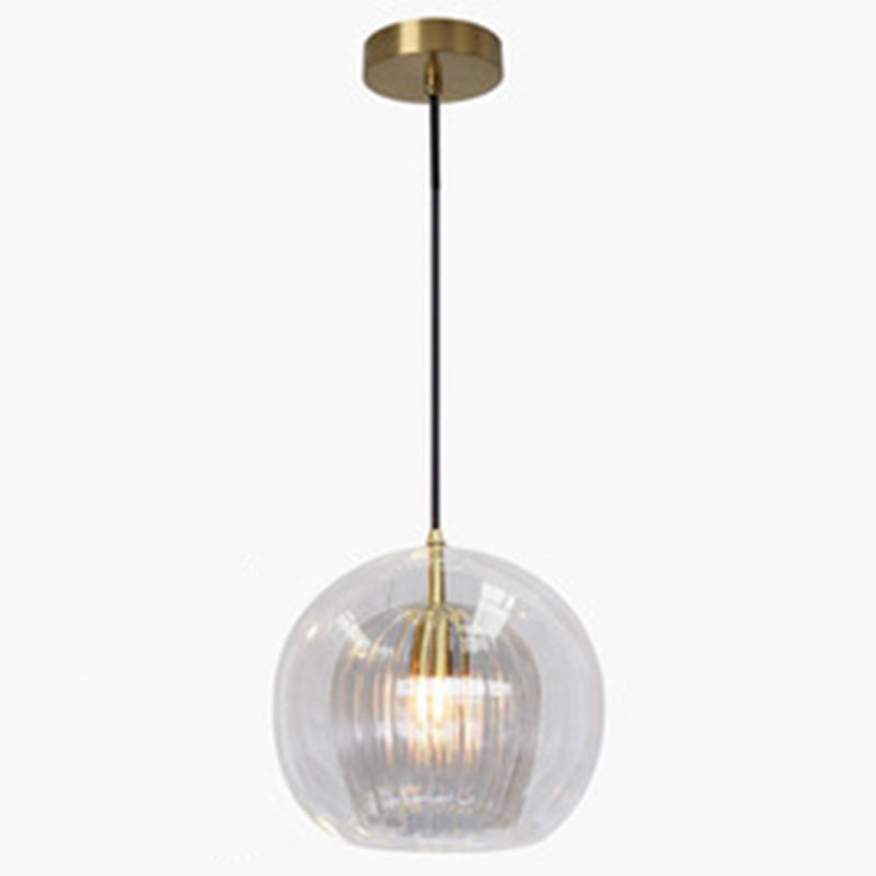 Contemporary Spherical Pendant Lighting Glass Dinning Room Ceiling Pendant Light in Gold