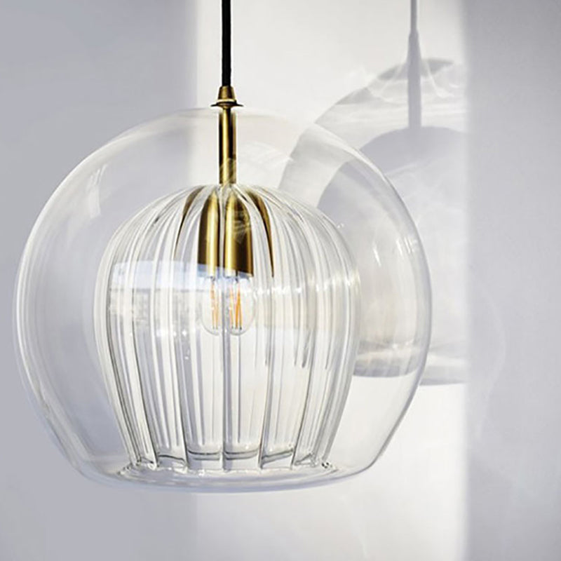 Contemporary Spherical Pendant Lighting Glass Dinning Room Ceiling Pendant Light in Gold