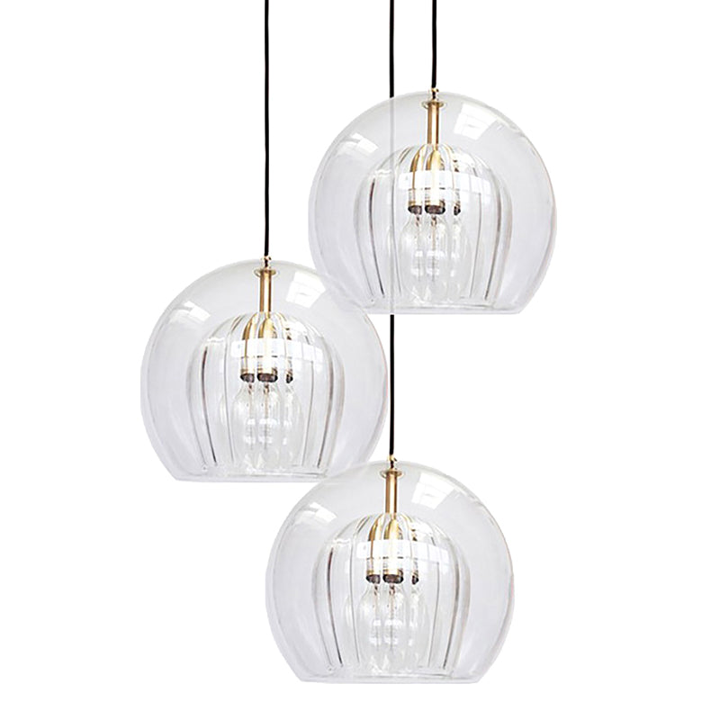 Contemporary Spherical Pendant Lighting Glass Dinning Room Ceiling Pendant Light in Gold