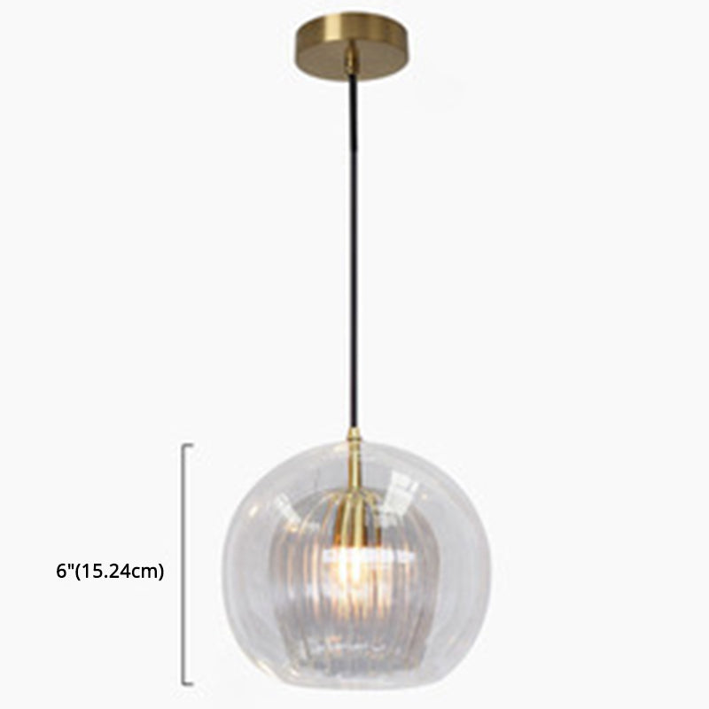 Contemporary Spherical Pendant Lighting Glass Dinning Room Ceiling Pendant Light in Gold