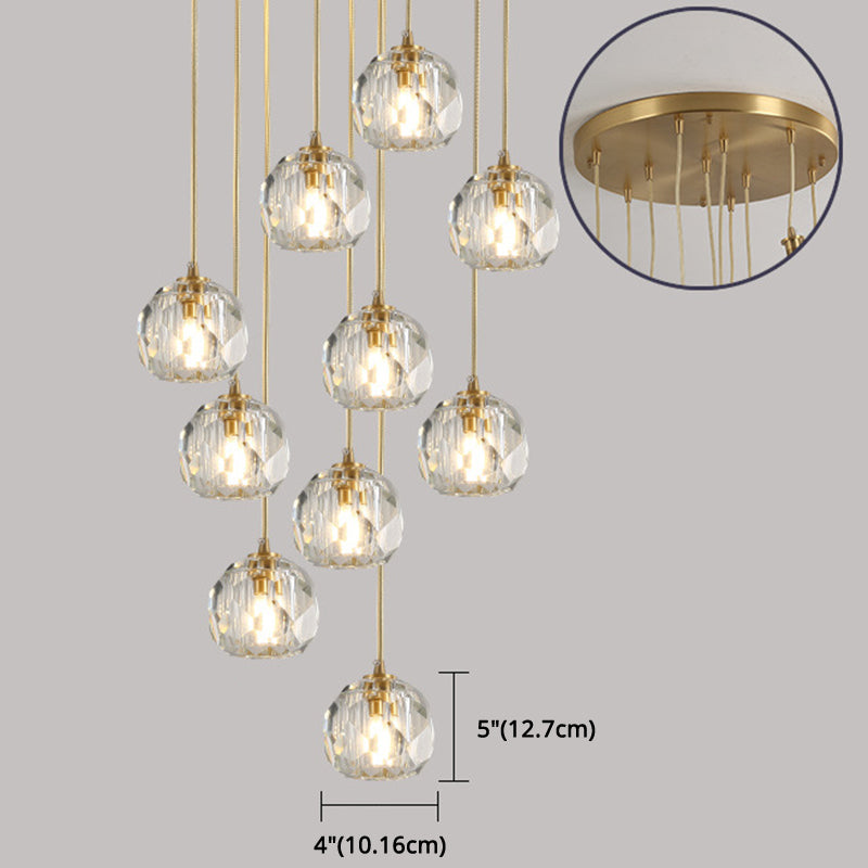 Gold Tapered Hanging Pendant Light Modern Style Crystal Suspended Lighting Fixture