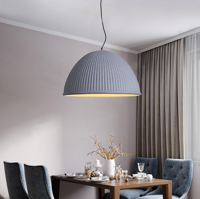 Ribbed Hanging Pendant Light Minimalist Style Resin Pendant Lighting Fixture for Dinning Room