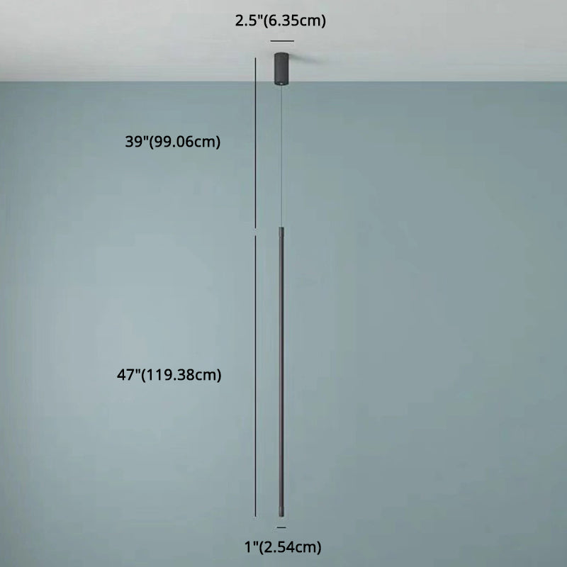 Luce di illuminazione a sospensione in metallo lineare Lampada sospensione a soffitto nera a LED contemporanea