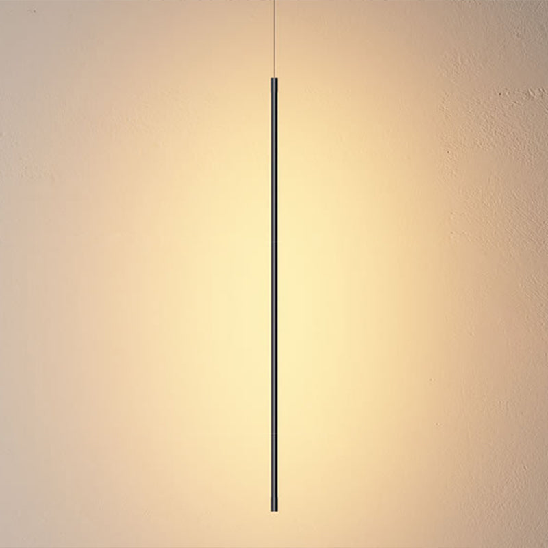 Luce di illuminazione a sospensione in metallo lineare Lampada sospensione a soffitto nera a LED contemporanea
