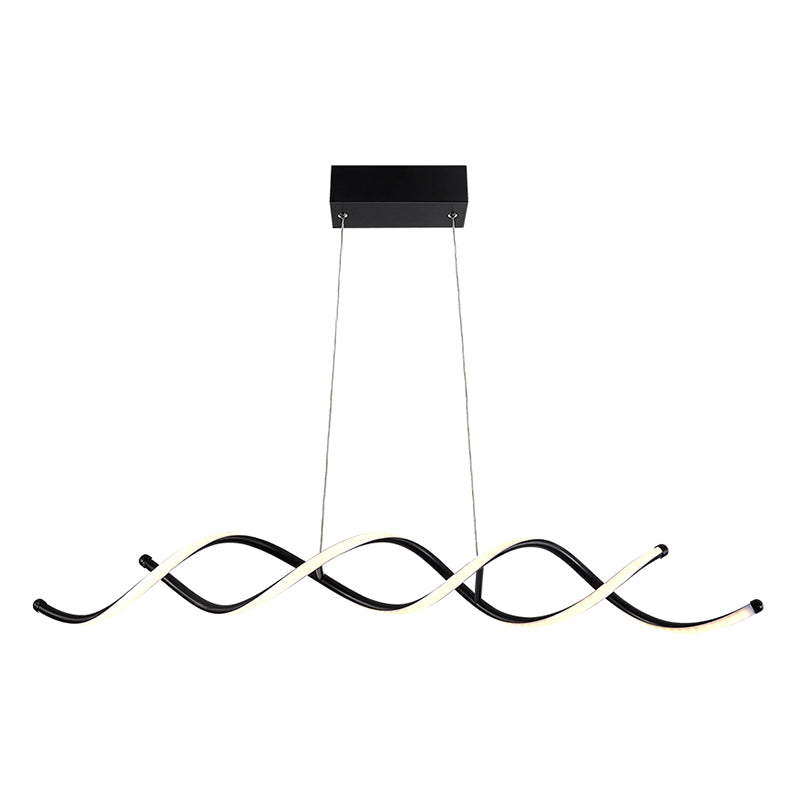 Wave Dinning Room Pendant Ceiling Light Metal LED Contemporary Suspended Lighting Fixture in Black