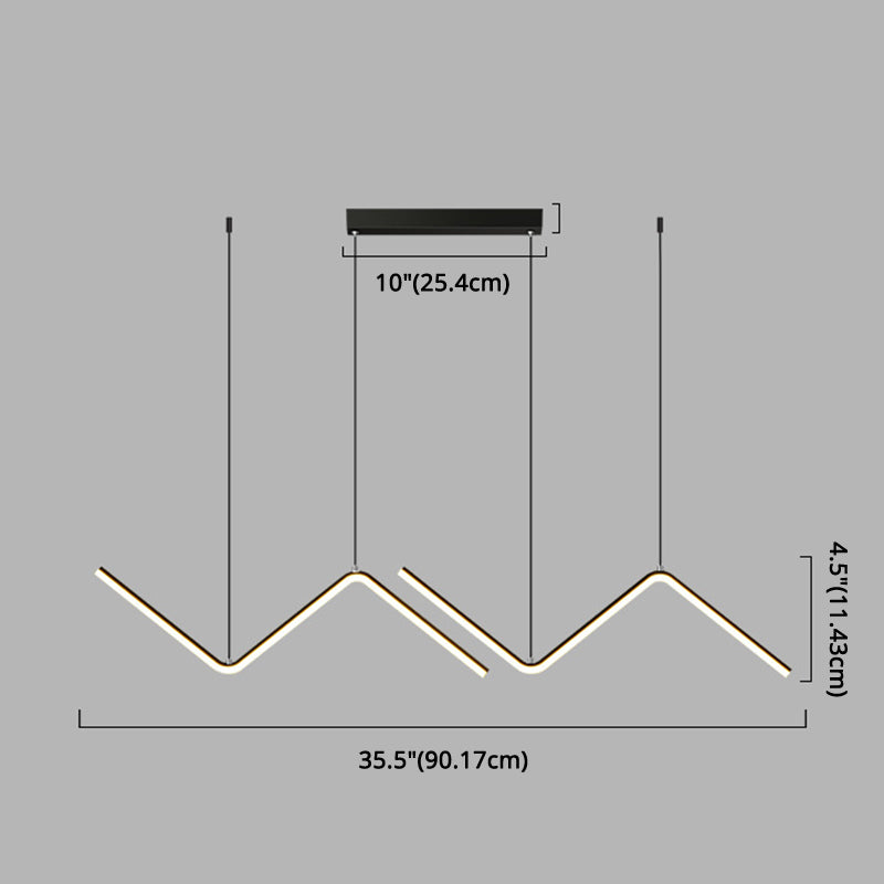 Zigzag Pendant Lighting Fixture Contemporary Style LED Metal Suspended Lighting Fixture