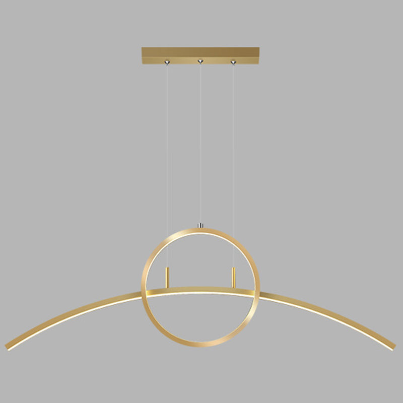 Circle and Linear Pendant Lighting Fixture Modern Style LED Metal Hanging Light Fixture