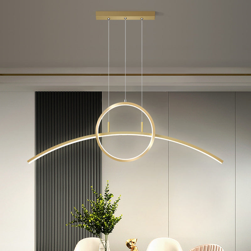 Circle and Linear Pendant Lighting Fixture Modern Style LED Metal Hanging Light Fixture