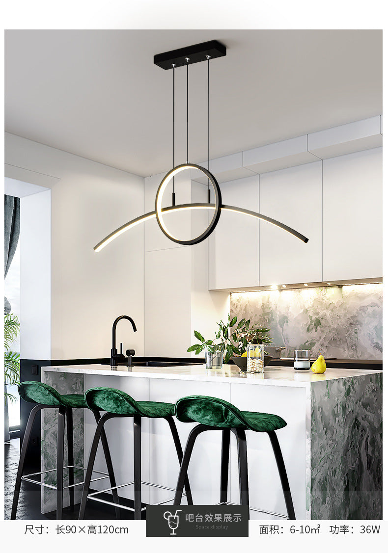 Circle and Linear Pendant Lighting Fixture Modern Style LED Metal Hanging Light Fixture