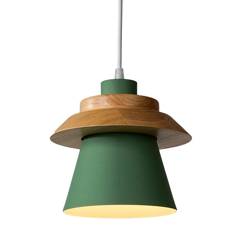 Metal Wooden Top Pendant Light Fixture Minimalist Down Lighting Pendant for Dinning Room