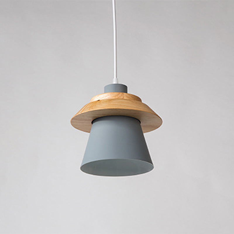Metal Wooden Top Pendant Light Fixture Minimalist Down Lighting Pendant for Dinning Room