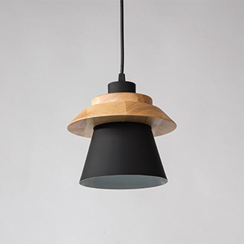 Metal Wooden Top Pendant Light Fixture Minimalist Down Lighting Pendant for Dinning Room