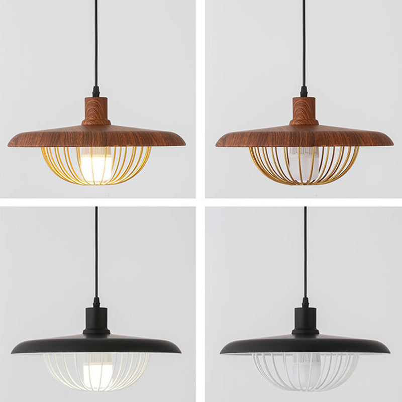 Stile moderno a sospensione a ciondolo a filo lampada gabbia giù per il ciondolo di illuminazione con tonalità metallica