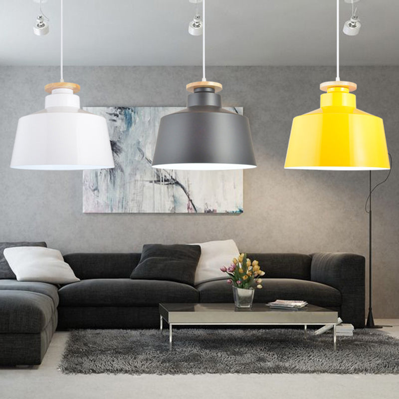 Wooden Top Hanging Light Fixture Minimalist Metal Pendant Ceiling Light for Restaurant