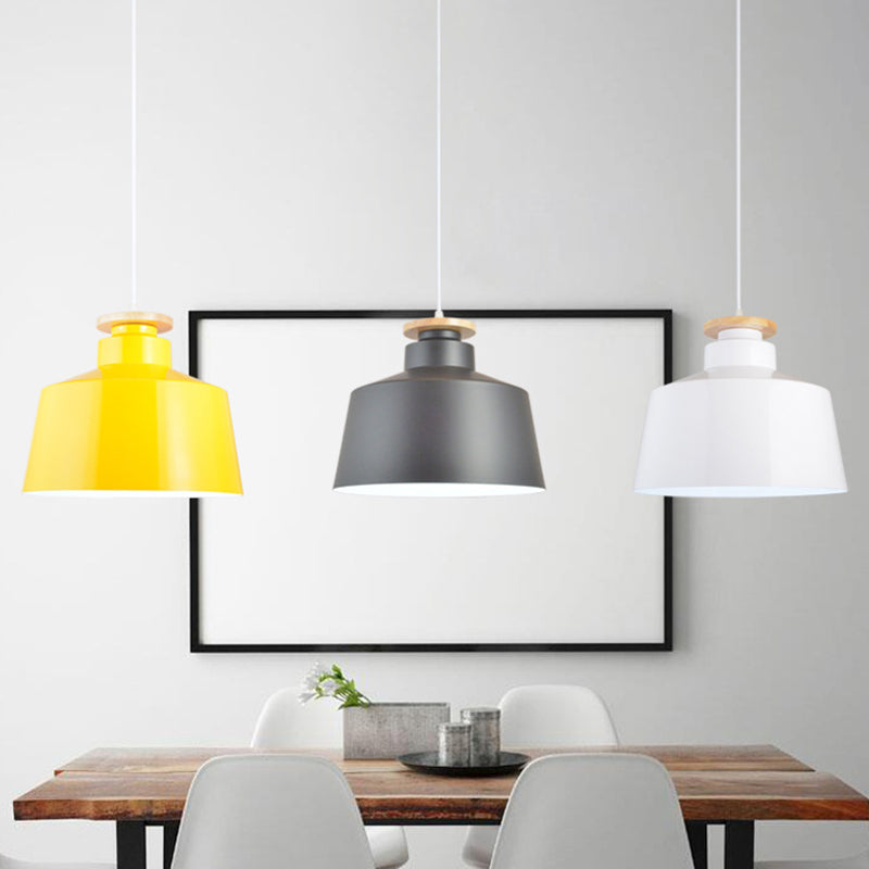 Wooden Top Hanging Light Fixture Minimalist Metal Pendant Ceiling Light for Restaurant