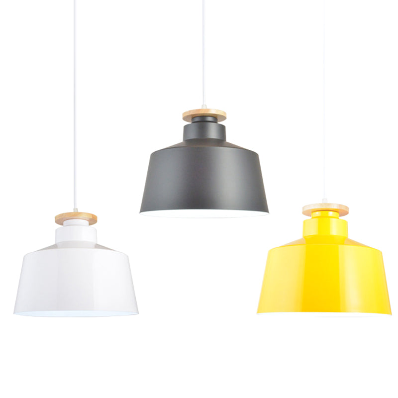 Wooden Top Hanging Light Fixture Minimalist Metal Pendant Ceiling Light for Restaurant