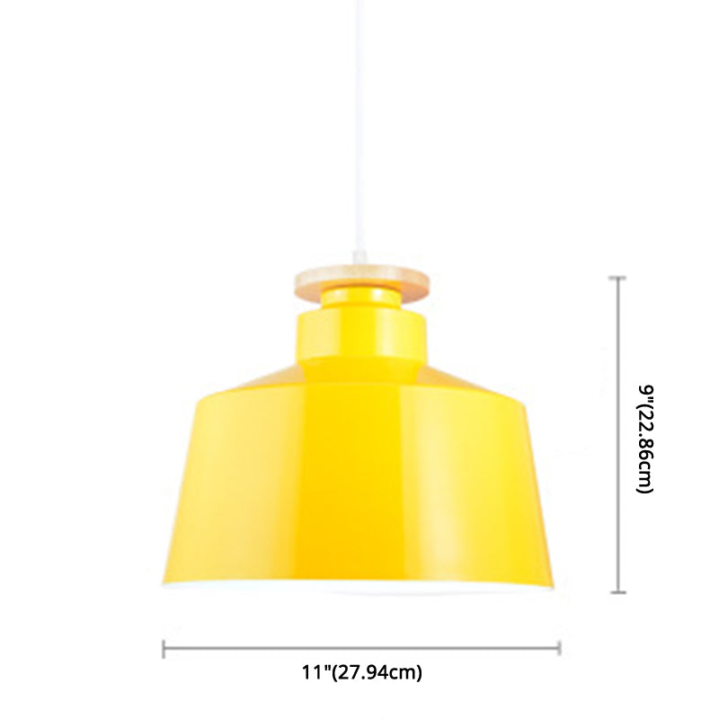 Wooden Top Hanging Light Fixture Minimalist Metal Pendant Ceiling Light for Restaurant