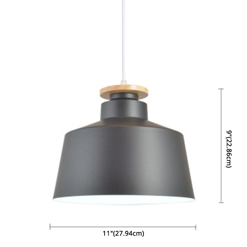 Wooden Top Hanging Light Fixture Minimalist Metal Pendant Ceiling Light for Restaurant