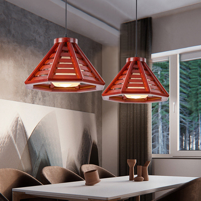 Moderne stijl hanglampverlichting bevestiging conische hanglamp met hout tint