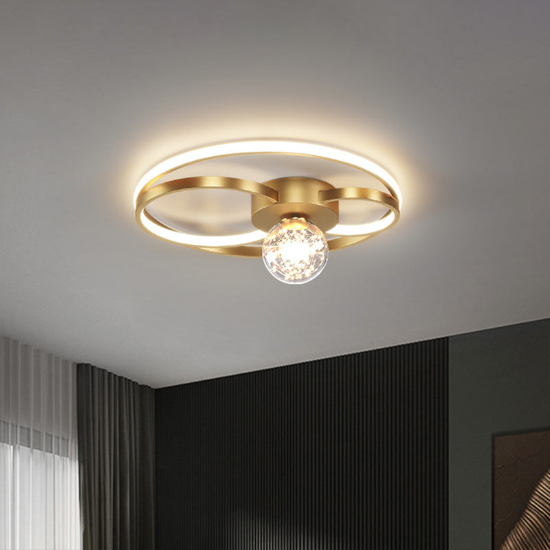 Modern LED Flush Mount Ceiling Light Fixture Black Round Close To Ceiling Lighting with Metal Shade