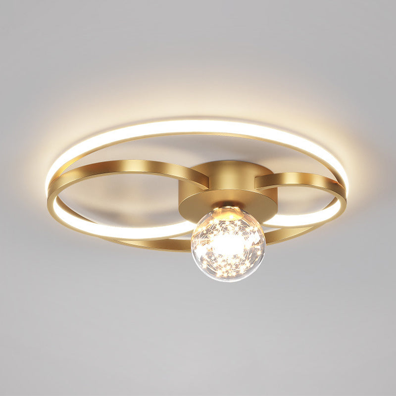 Modern LED Flush Mount Ceiling Light Fixture Black Round Close To Ceiling Lighting with Metal Shade