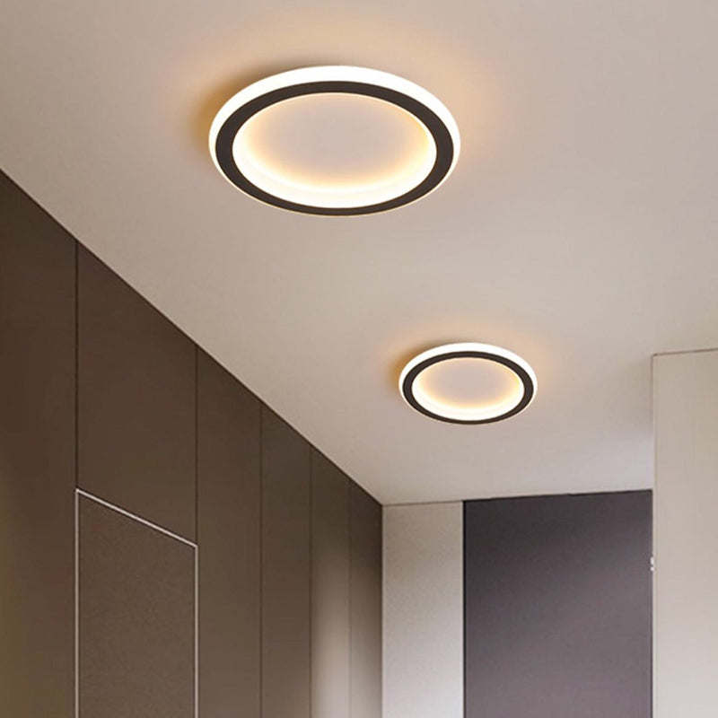 Metal Geometric Flush Mount Ceiling Fixture Modern LED Ceiling Mounted Light in Black