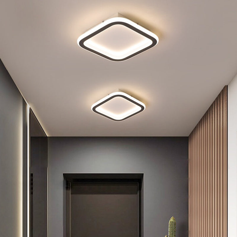 Geometrische Deckeneinbauleuchte aus Metall, moderne LED-Deckenleuchte in Schwarz