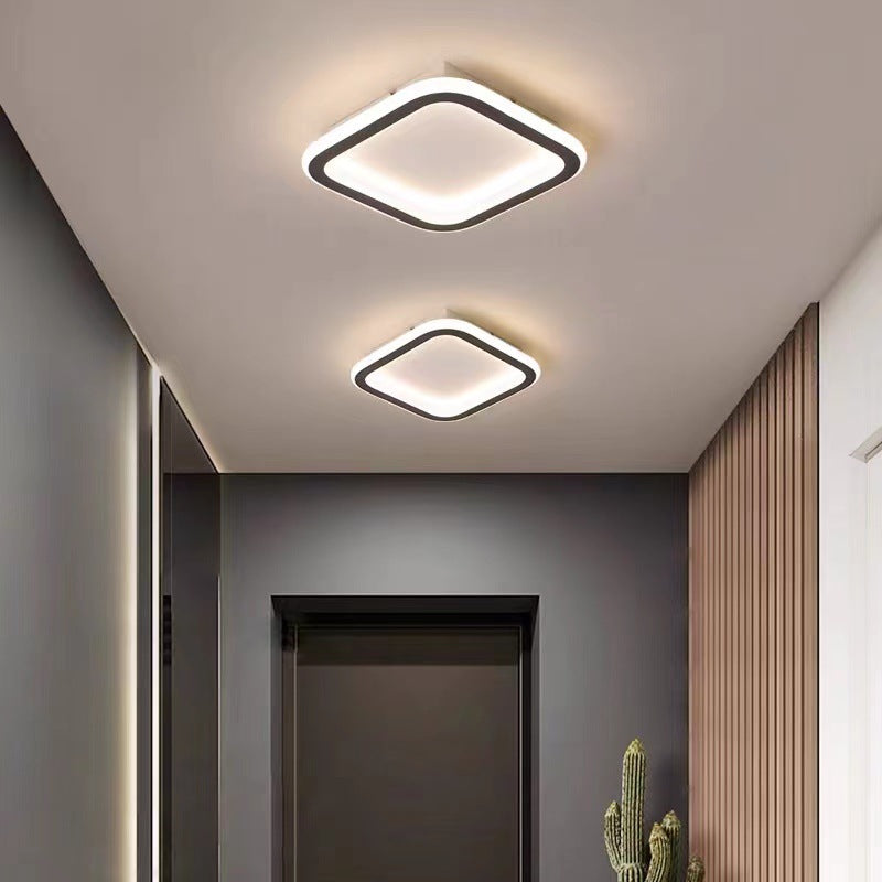 Metal Geometric Flush Mount Ceiling Fixture Modern LED Ceiling Mounted Light in Black