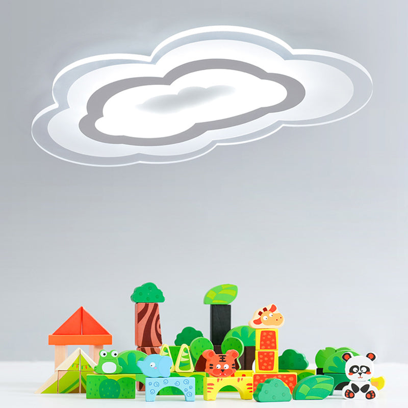 Acrylic Cloud Flush-Mount Light Fixture Minimalist LED White Close to Ceiling Lighting