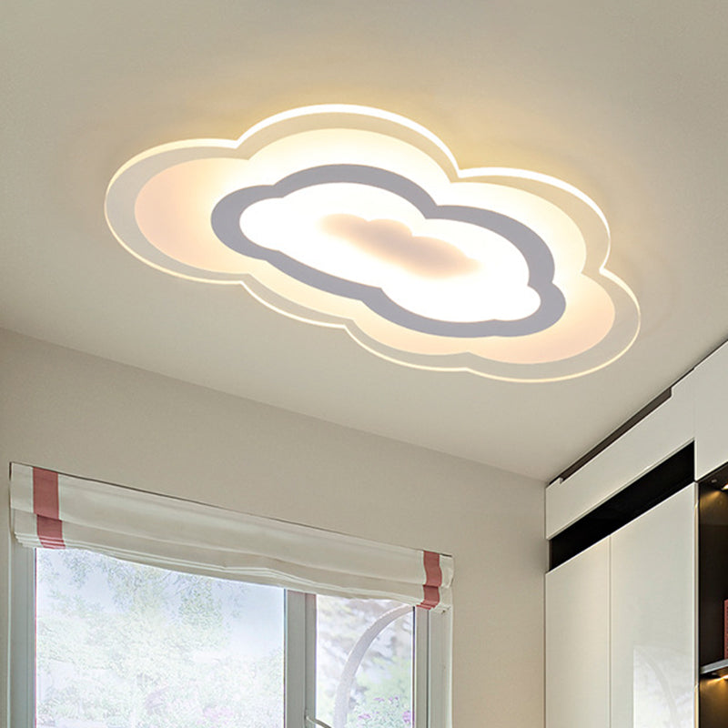 Acrylic Cloud Flush-Mount Light Fixture Minimalist LED White Close to Ceiling Lighting