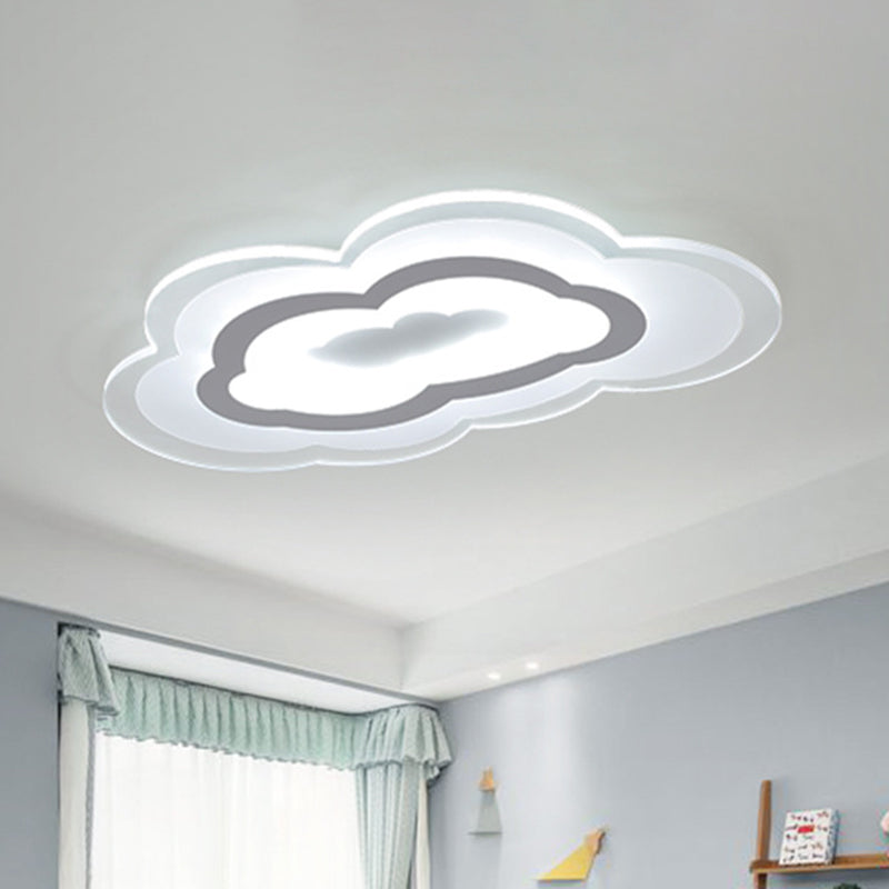 Acrylic Cloud Flush-Mount Light Fixture Minimalist LED White Close to Ceiling Lighting
