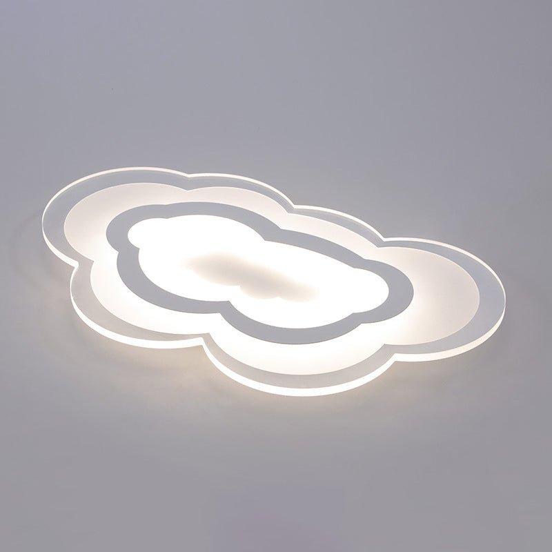 Acrylic Cloud Flush-Mount Light Fixture Minimalist LED White Close to Ceiling Lighting