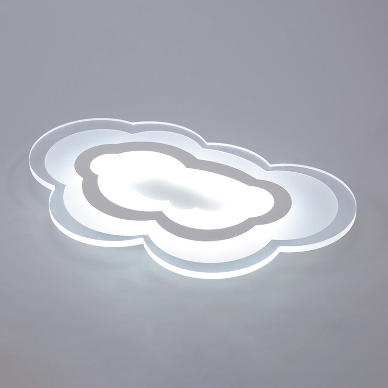 Acrylic Cloud Flush-Mount Light Fixture Minimalist LED White Close to Ceiling Lighting