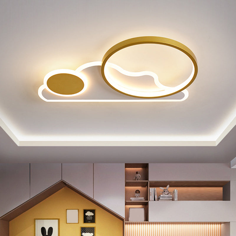 Cloud and Circle Bedroom Flush Ceiling Light Fixture Acrylic LED Simplicity Ceiling Mounted Fixture