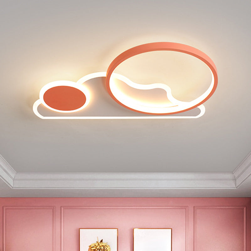 Cloud and Circle Bedroom Flush Ceiling Light Fixture Acrylic LED Simplicity Ceiling Mounted Fixture