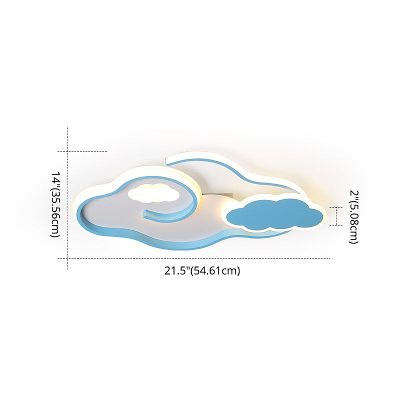 Cloud Kids Bedroom Ceiling Flush Mount Light Metal LED Contemporary Flush Mount Lamp in Blue