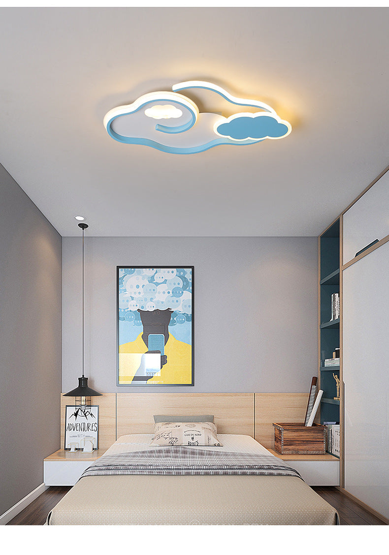 Cloud Kids Bedroom Ceiling Flush Mount Light Metal LED Contemporary Flush Mount Lamp in Blue
