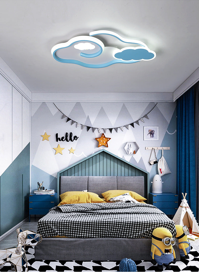 Cloud Kids Bedroom Ceiling Flush Mount Light Metal LED Contemporary Flush Mount Lamp in Blue