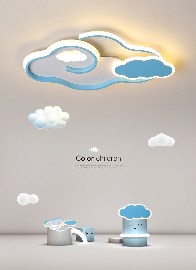 Cloud Kids Bedroom Ceiling Flush Mount Light Metal LED Contemporary Flush Mount Lamp in Blue