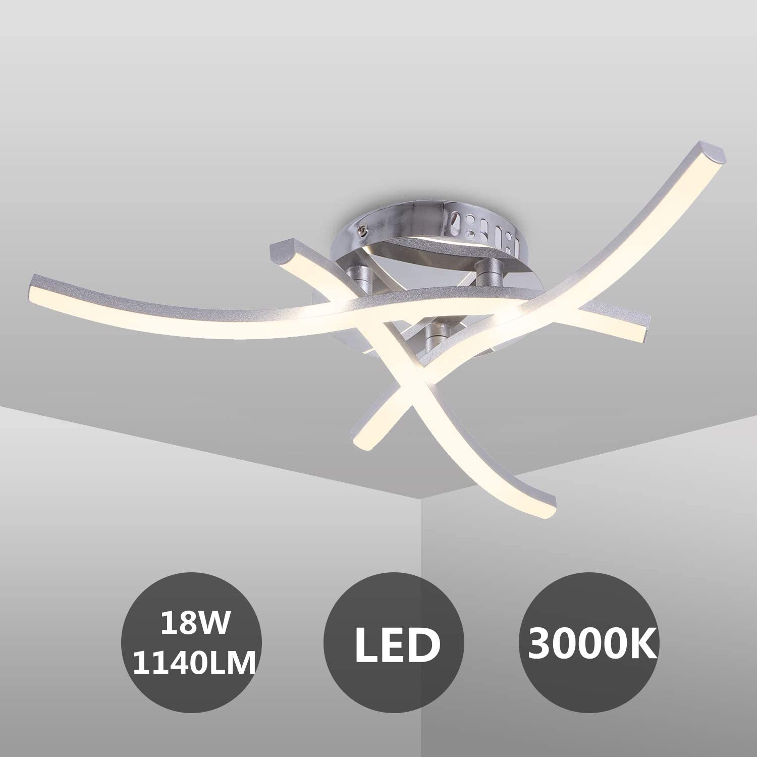 Crossed Line Living Room Semi Mount Lighting Metal LED Contemporary Close to Ceiling Lighting in Chrome