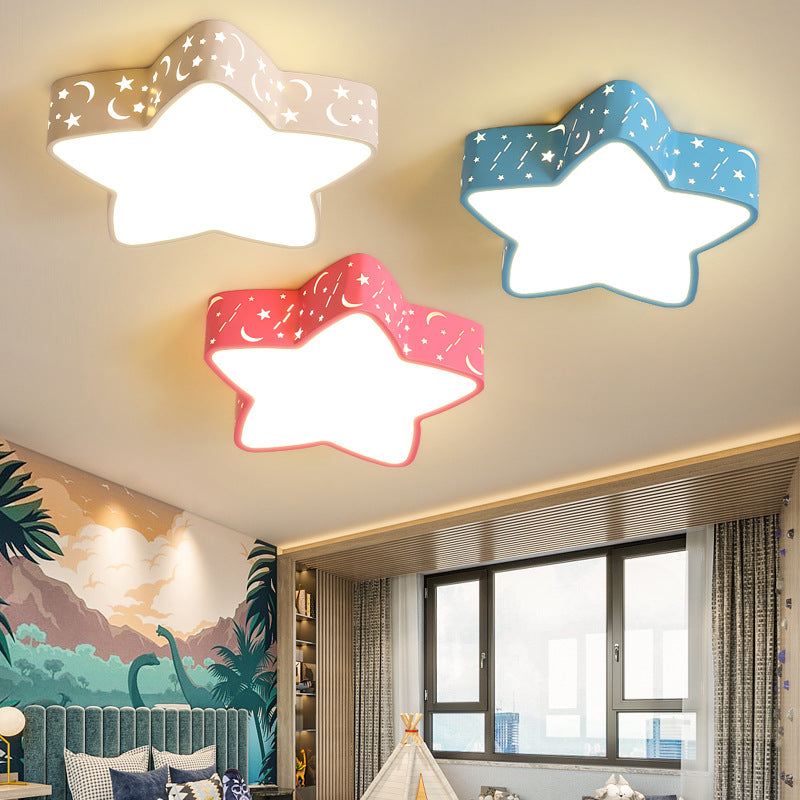 Star Flush Mount Ceiling Light Minimalism Metal LED Bedroom Flush Mounted Ceiling Light