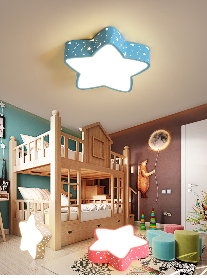 Star Flush Mount Ceiling Light Minimalism Metal LED Bedroom Flush Mounted Ceiling Light