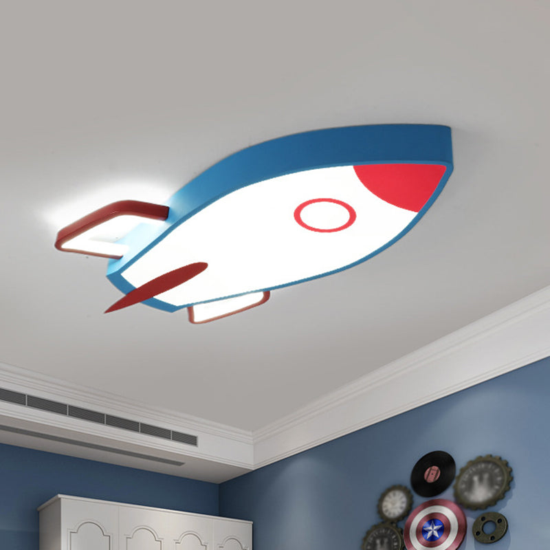 Rocket Bedroom Flushmount Ceiling Fixture Acrylic LED Contemporary Flush Ceiling Light Fixture in Blue